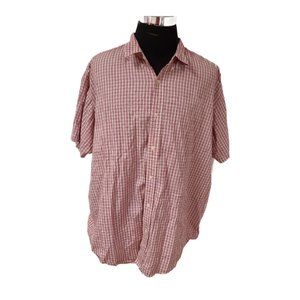 Steve and Barrys Mens XXXL Red Stripe Plaid Short Sleeve Button Up Shirt